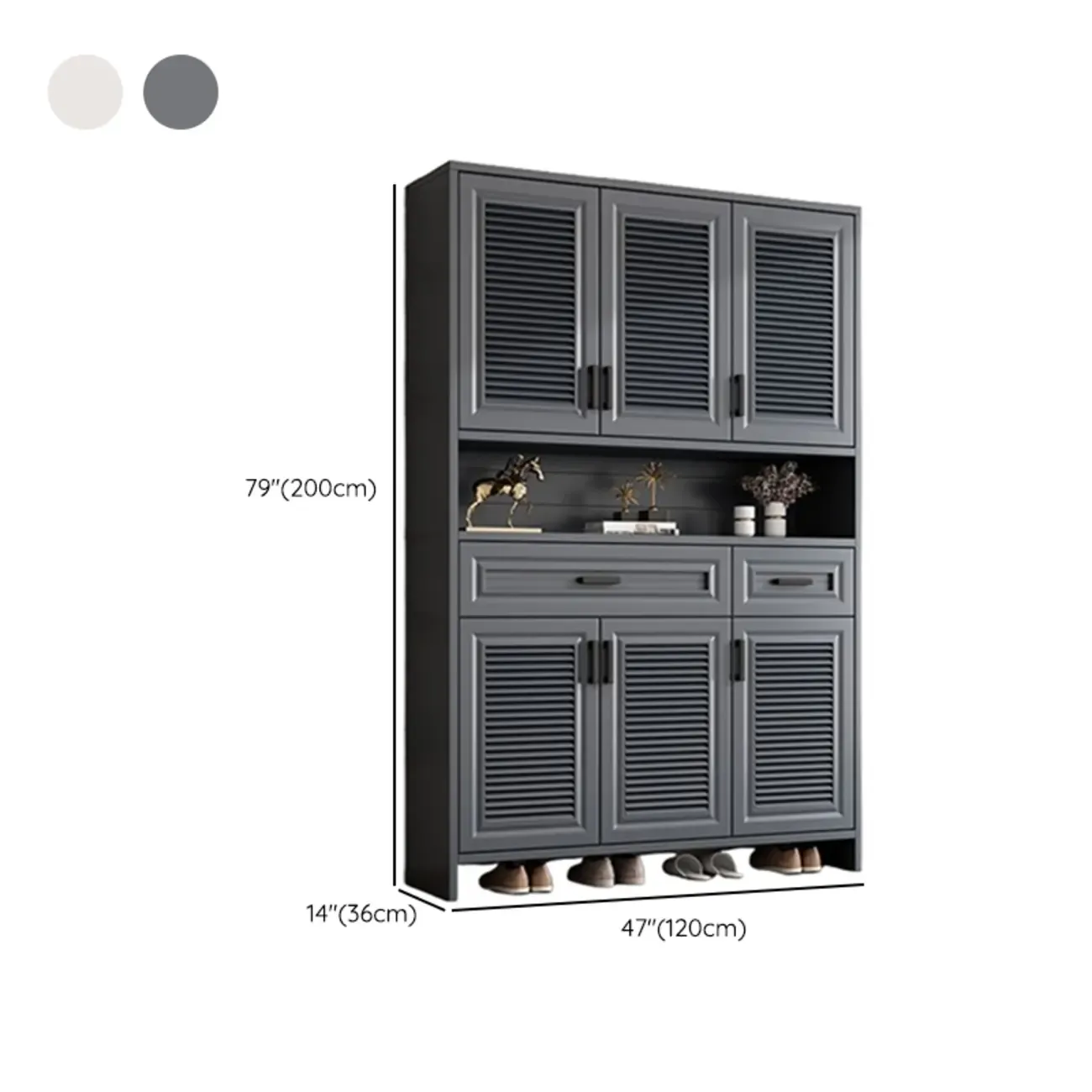 79H Entryway White Metal Shoe Cabinet with Drawers