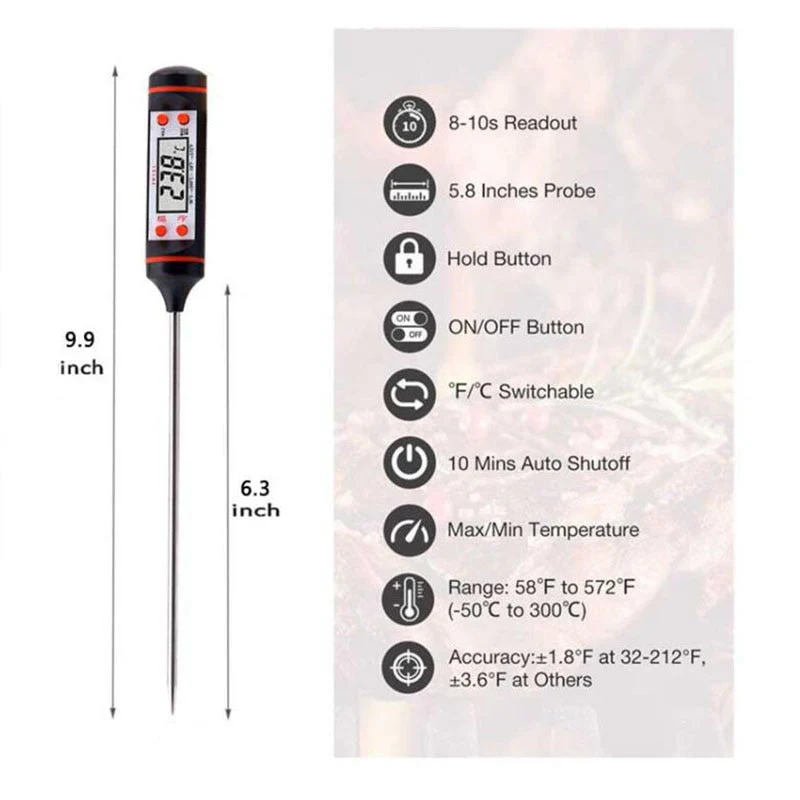 HULIANFU LCD Digital Kitchen Probe Thermometer Food Cooking Food Liquid Digital Thermometer Meat BBQ Milk Probe For Kitchen COD - Deanwangkt