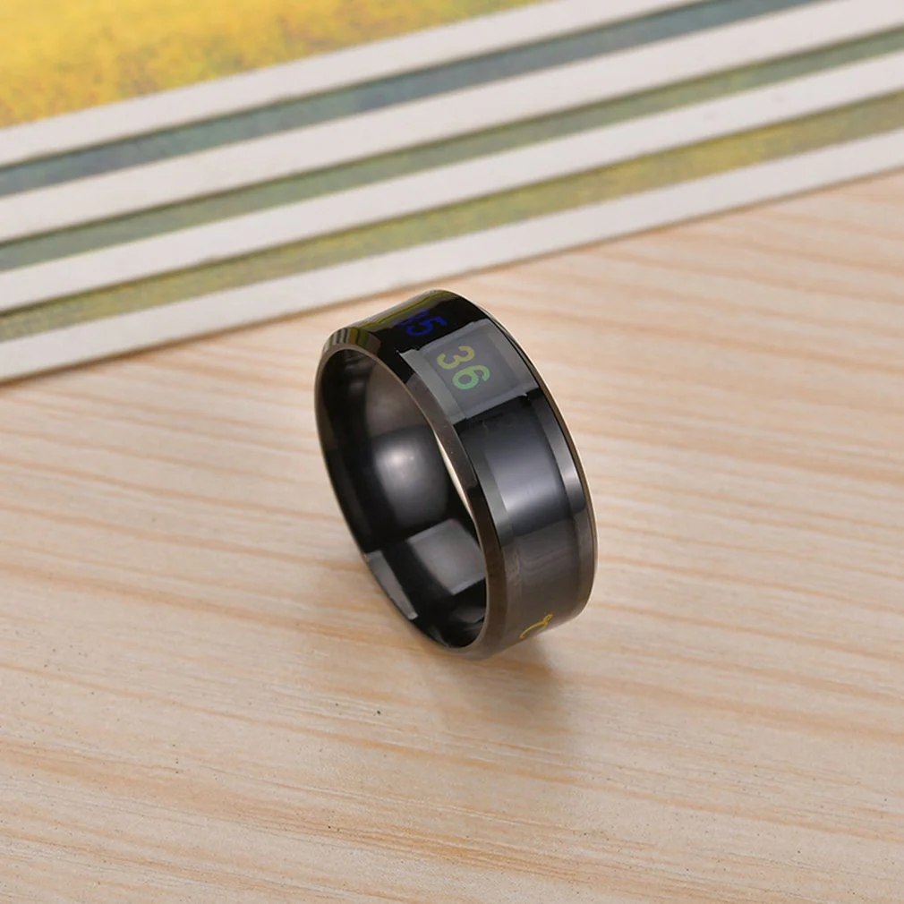 HULIANFU Smart Sensor Temperature Ring Modern Real-time Intelligent Temperature Test Finger Rings Thermometer Women Men Jewelry Gifts - Deanwangkt