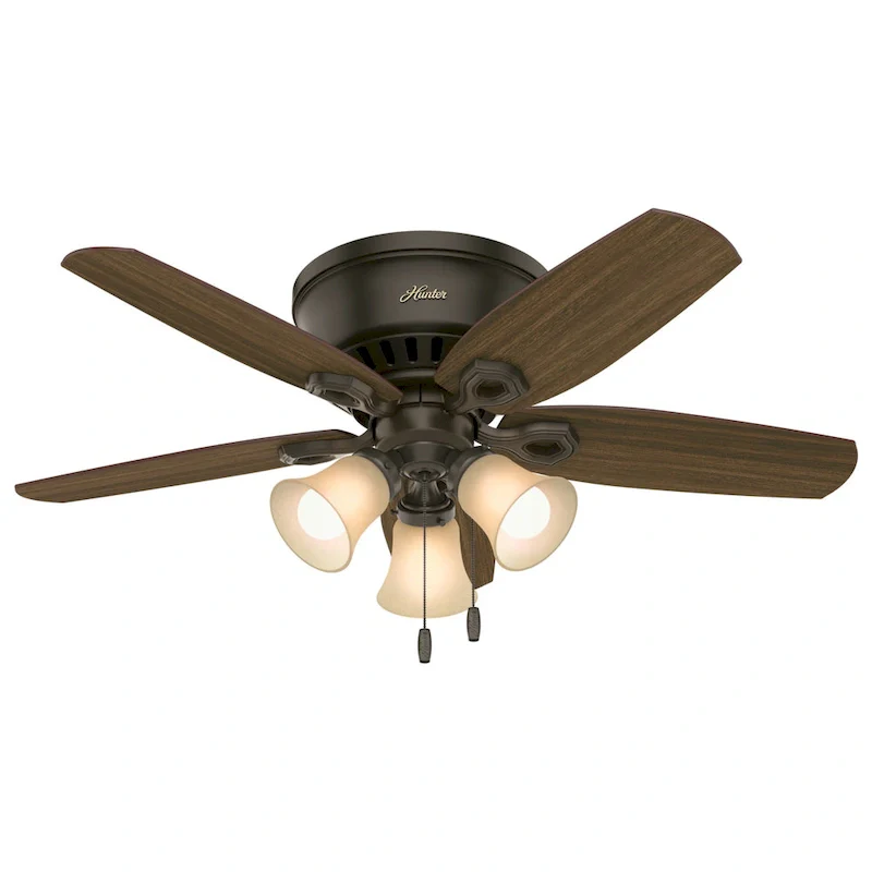Hunter 42  Builder Low Profile Ceiling Fan with 3-Light LED Light Kit and Pull Chain
