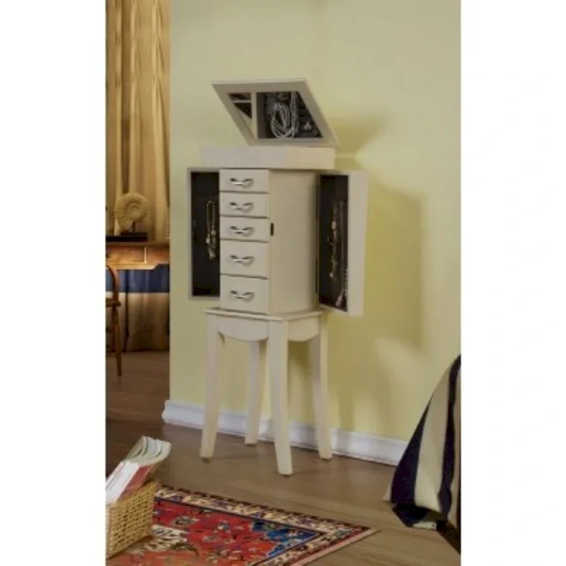 Paris Anitque White Jewelry Armoire Cabinet Organizer