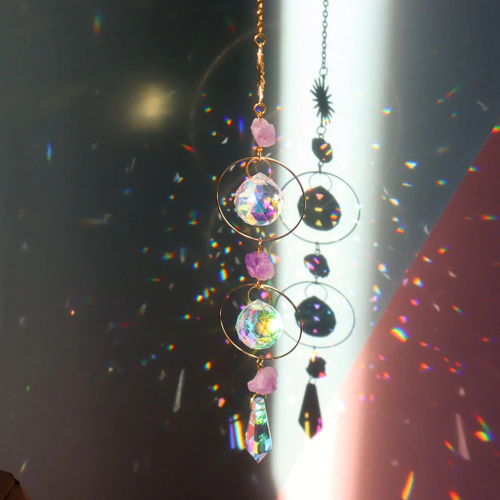 HULIANFU Prism Suncatcher,Hanging Window Crystals,Rainbow Light Catcher,Crystal Sun 50mm Catcher,Summer Gift,Octagon Beads - Deanwangkt
