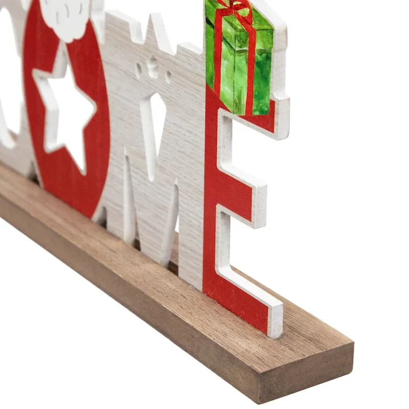 Wooden  Welcome  Christmas Sign - 16  - Red and White