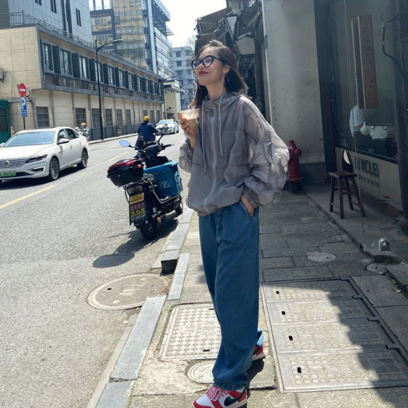 Hulianfu Basic Jackets Women Summer Sun-proof Loose Solid Simple Ulzzang Vintage Fashion Soft Ladies Chic New Daily Clothing Leisure Fit - Deanwangkt