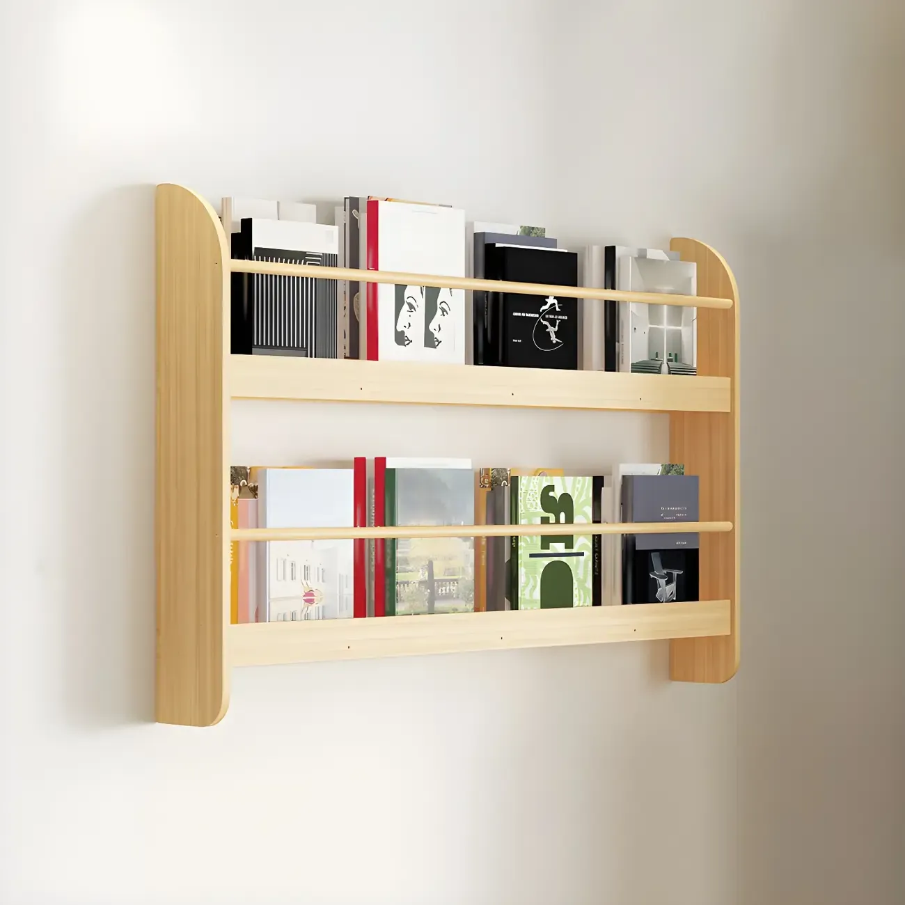 Modern Slim Wood Wall-Mounted Bookshelf
