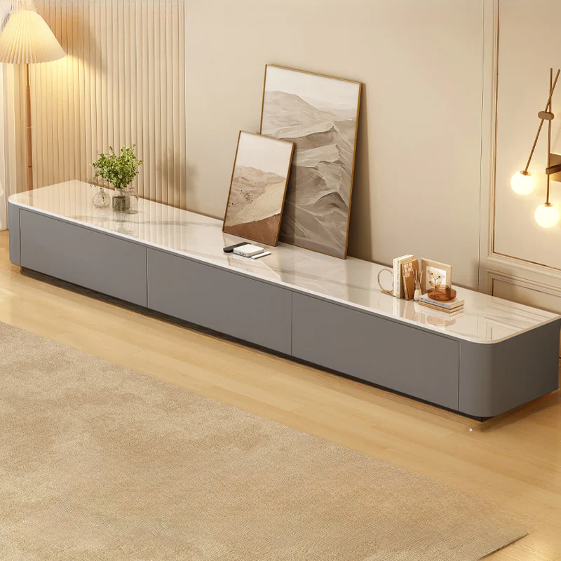 Modern Wooden TV Stand with Drawers and Cable Management