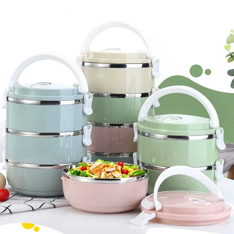 HULIANFU Microwave Stainless Steel Thermal Lunch Box Food Storage Box Travel Picnic Leakproof Lunch Box Students Work Adult Lunch Box - Deanwangkt