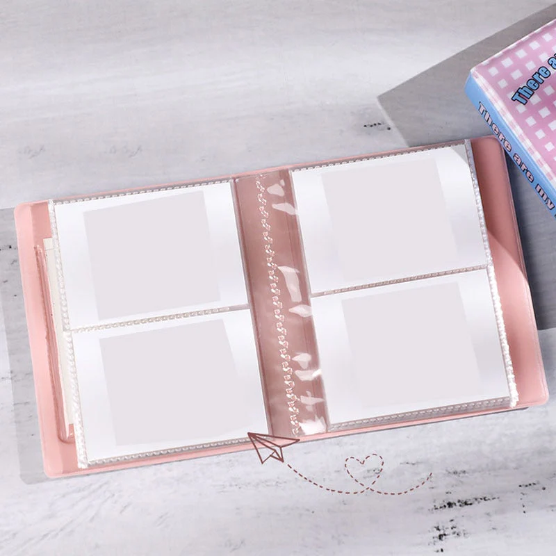 HULIANFU Kpop Card Binder 3inch Photo Album Hollow Love Heart Model Photocard Holder Plaid Album Instax Mini Album For Cards Collect Book - Deanwangkt