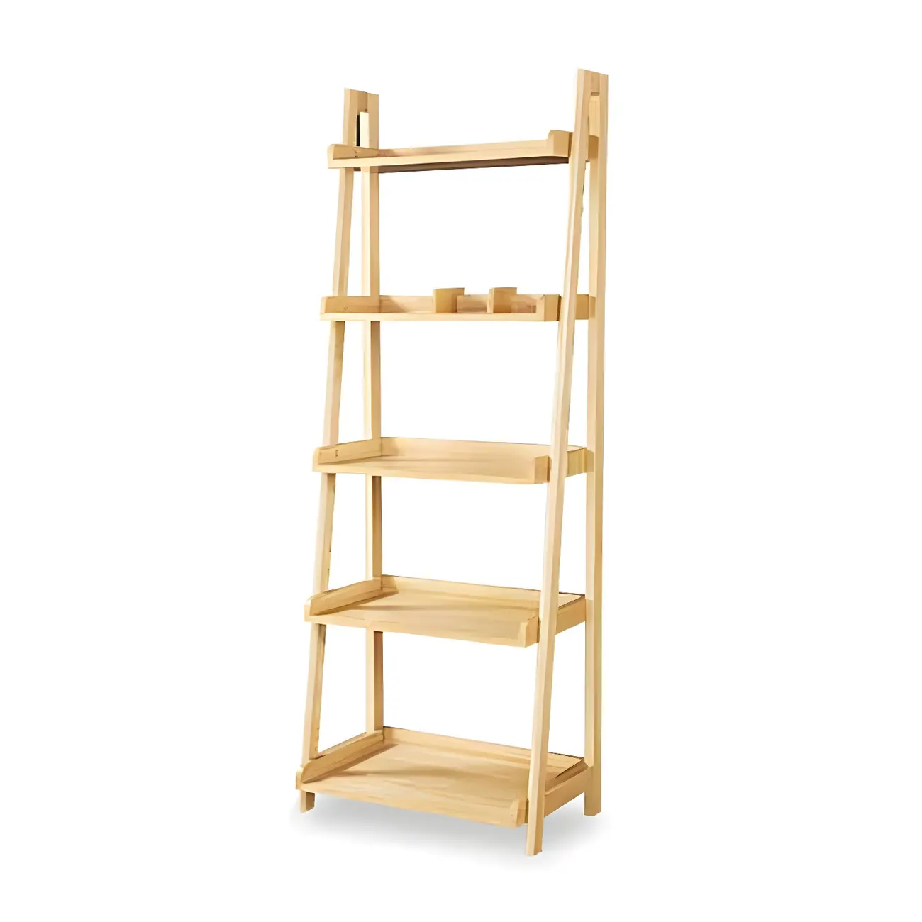 Narrow Wood Open Back Vertical Ladder Bookshelf