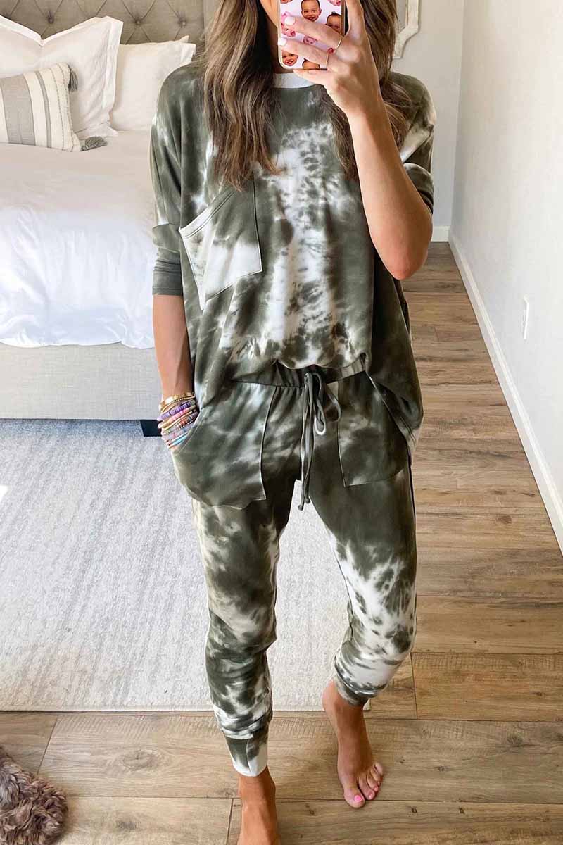 hulianfu hulianfu Dark Tie Dye Comfortable Casual Set - Deanwangkt