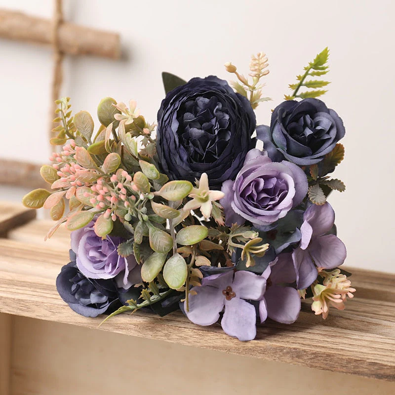 HULIANFU White Silk Artificial Roses Flowers Wedding Home Autumn Decoration High Quality Big Bouquet Luxury Fake Flower Arrangement Bulk - Deanwangkt