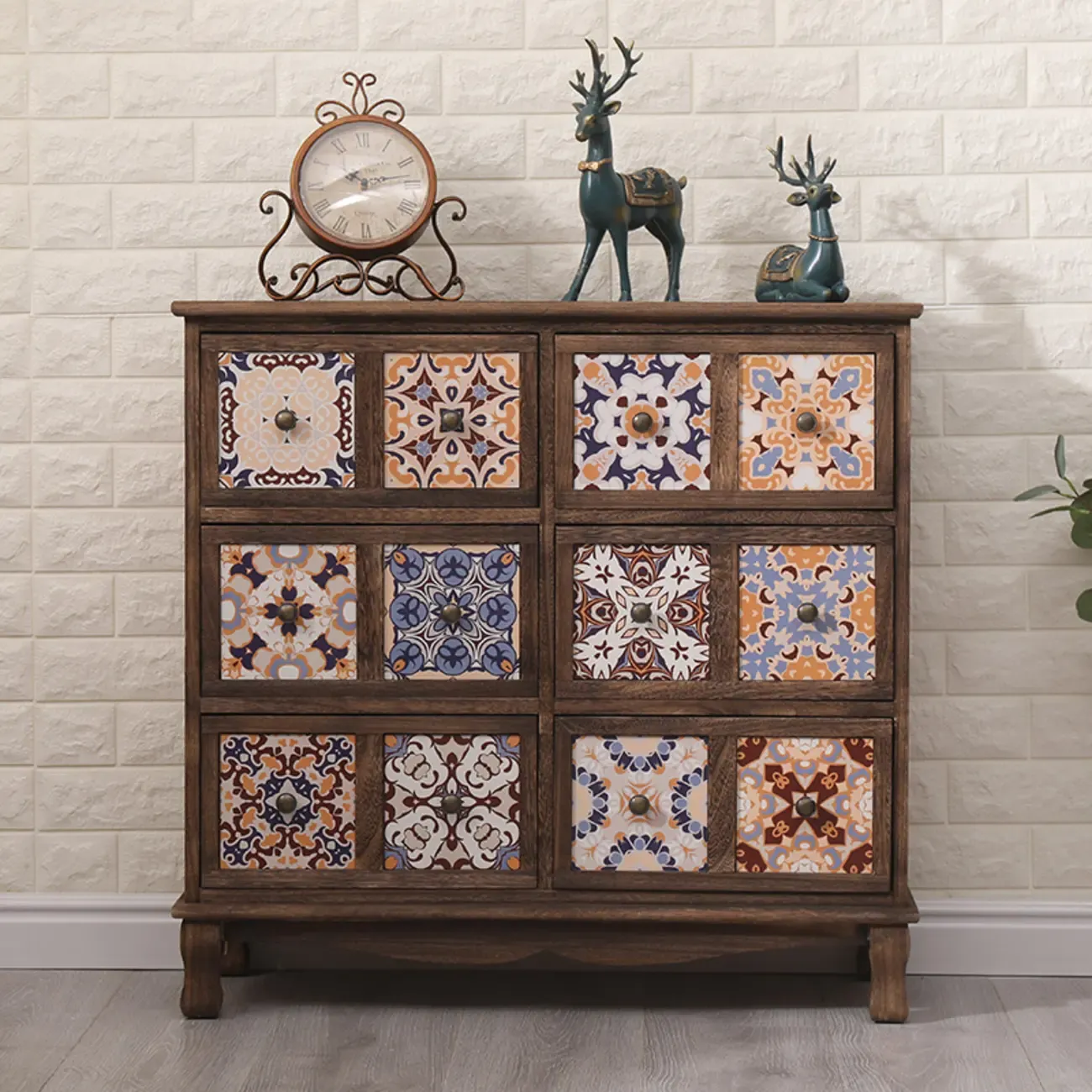 Mid-Century Vintage Cabinet with Drawers-Unique Pattern