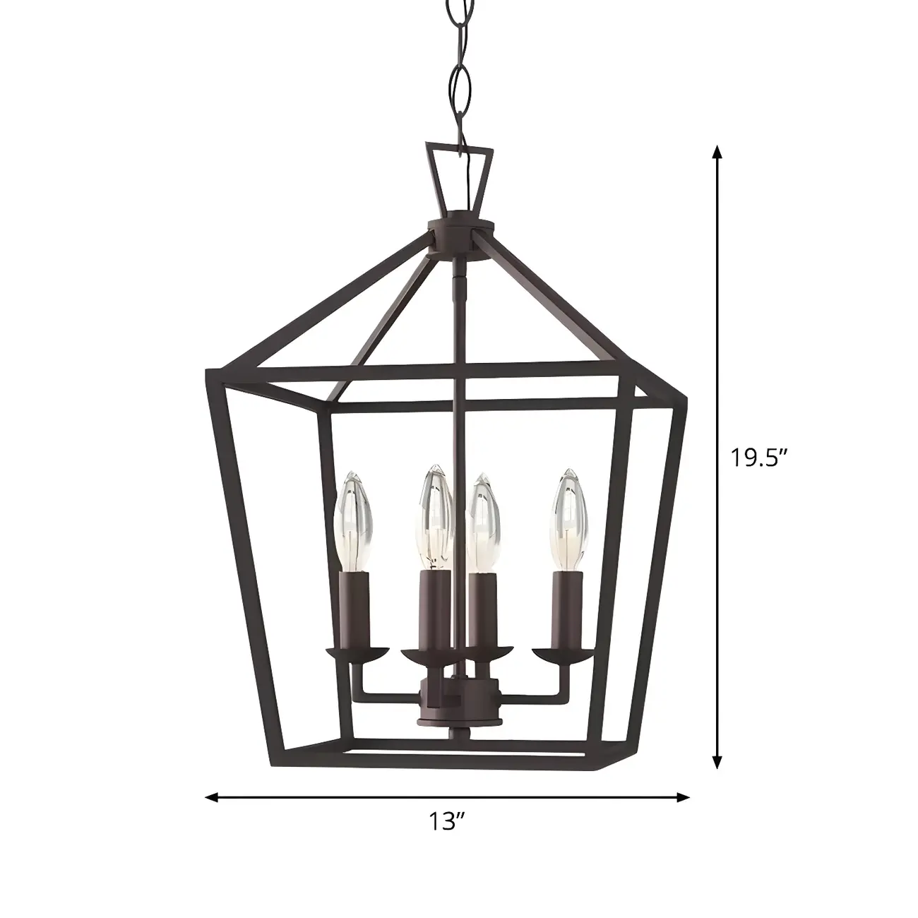 Black Geometric Metal Lantern Chandelier Modern Design