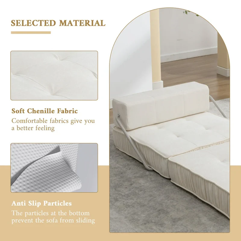 Convertible Sofa Bed,Modern Chenille Upholstered Sleeper Chair