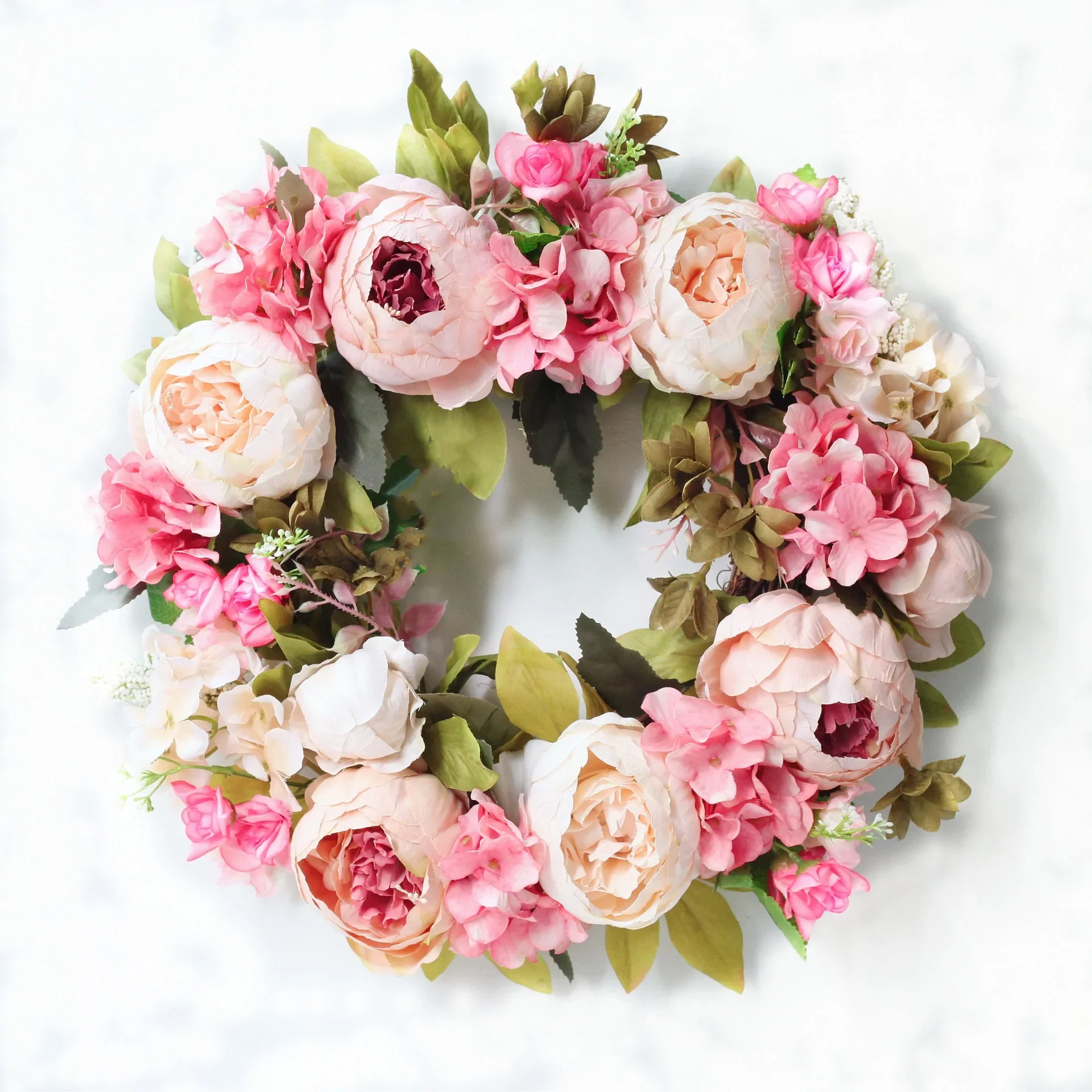 HULIANFU Peony simulated garland Rattan ring decoration Photography props Wedding wreath Flower home door Decoration - Deanwangkt
