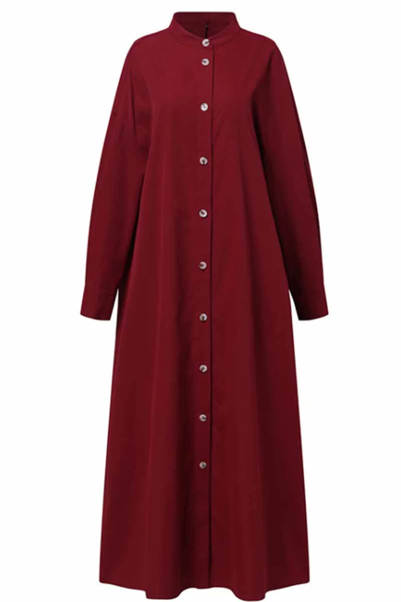 hulianfu Street Solid Mandarin Collar Shirt Dress Dresses(3 Colors) - Deanwangkt