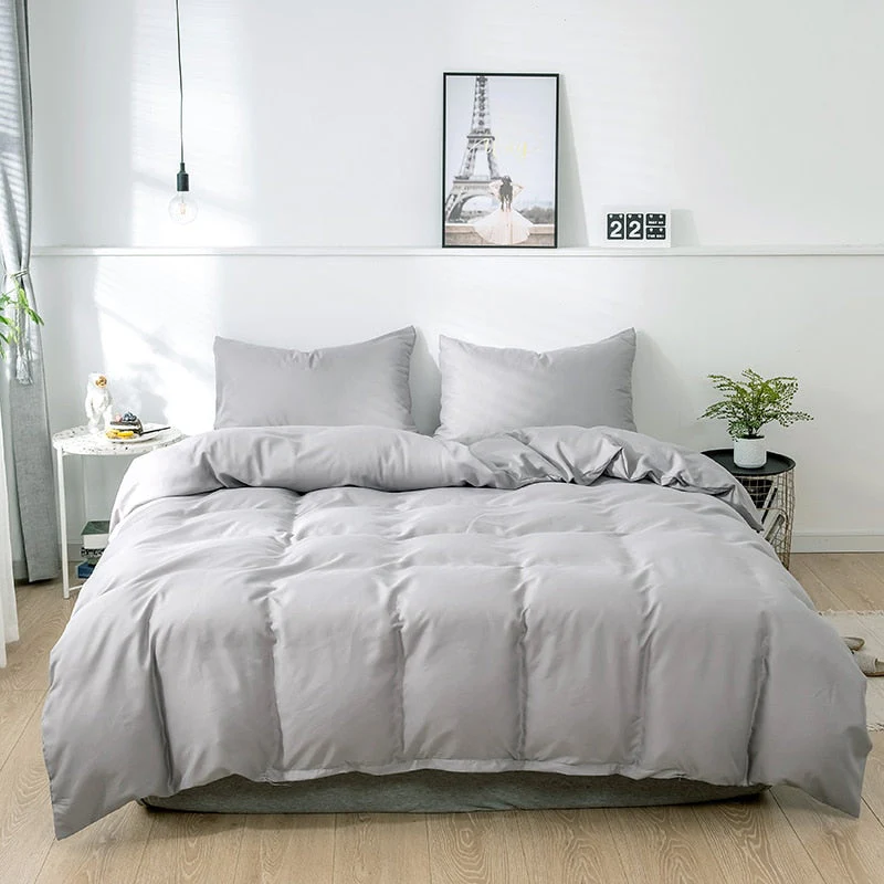 HULIANFU White Hotel Duvet Cover Pillowcase Solid Geometric Black Red Gray Simple Bedding Set 2 or 3 pcs Boy Teen Adult Girls - Deanwangkt