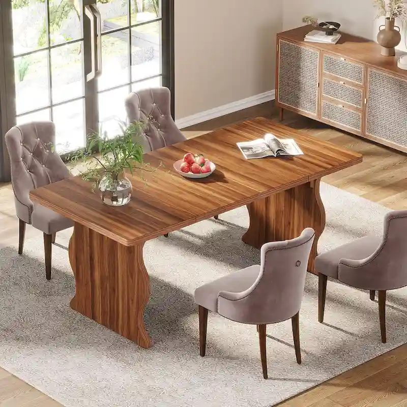 Modern Dining Table, 63 Rectangular Kitchen Table Black Dinner Table