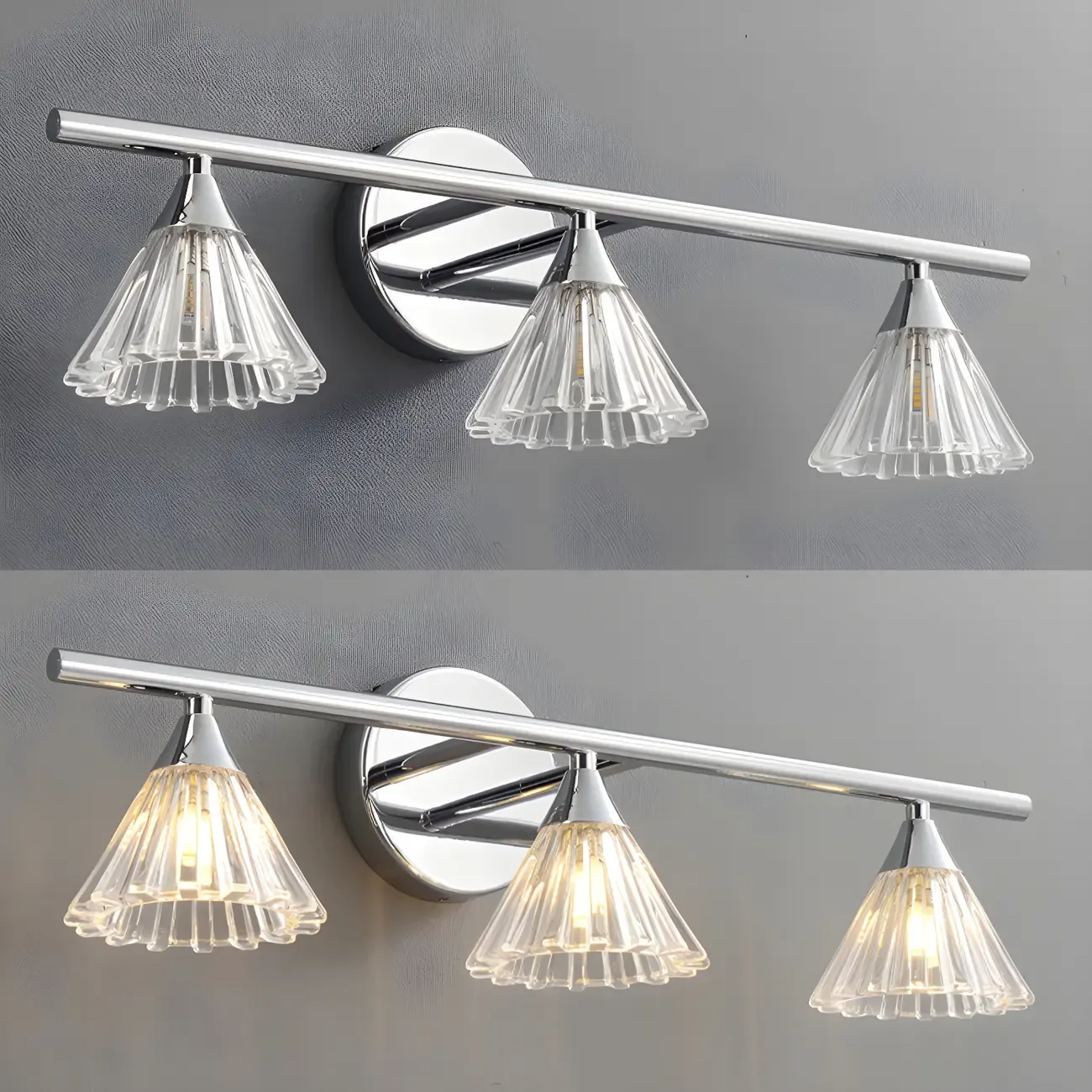 Modern Bell Glass Silver Bathroom Vanity Light