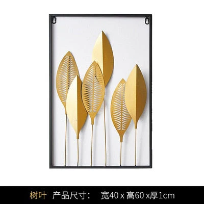 HULIANFU 2026  Nordic Metal Leaf Plant Wall Decor Wrought Iron Wall Hanging Non-perforated Wall Mural Living Room Bedroom Home Decoration Hot - Deanwangkt