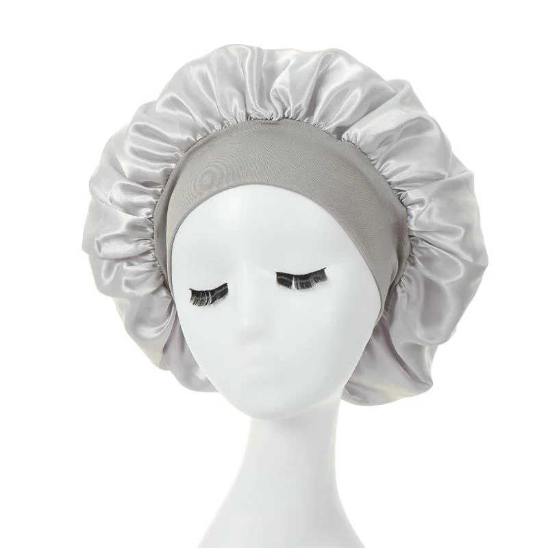 HULIANFU Women Night Sleep Hair Caps Silky Bonnet Satin Double Layer Adjust Head Cover Hat For Curly Springy Hair Styling Accessories - Deanwangkt