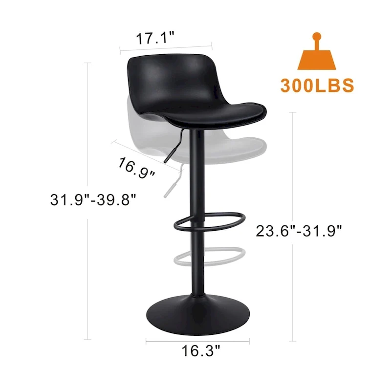 Swivel Bar Stools Set of 2, Height Adjustable Counter Stools
