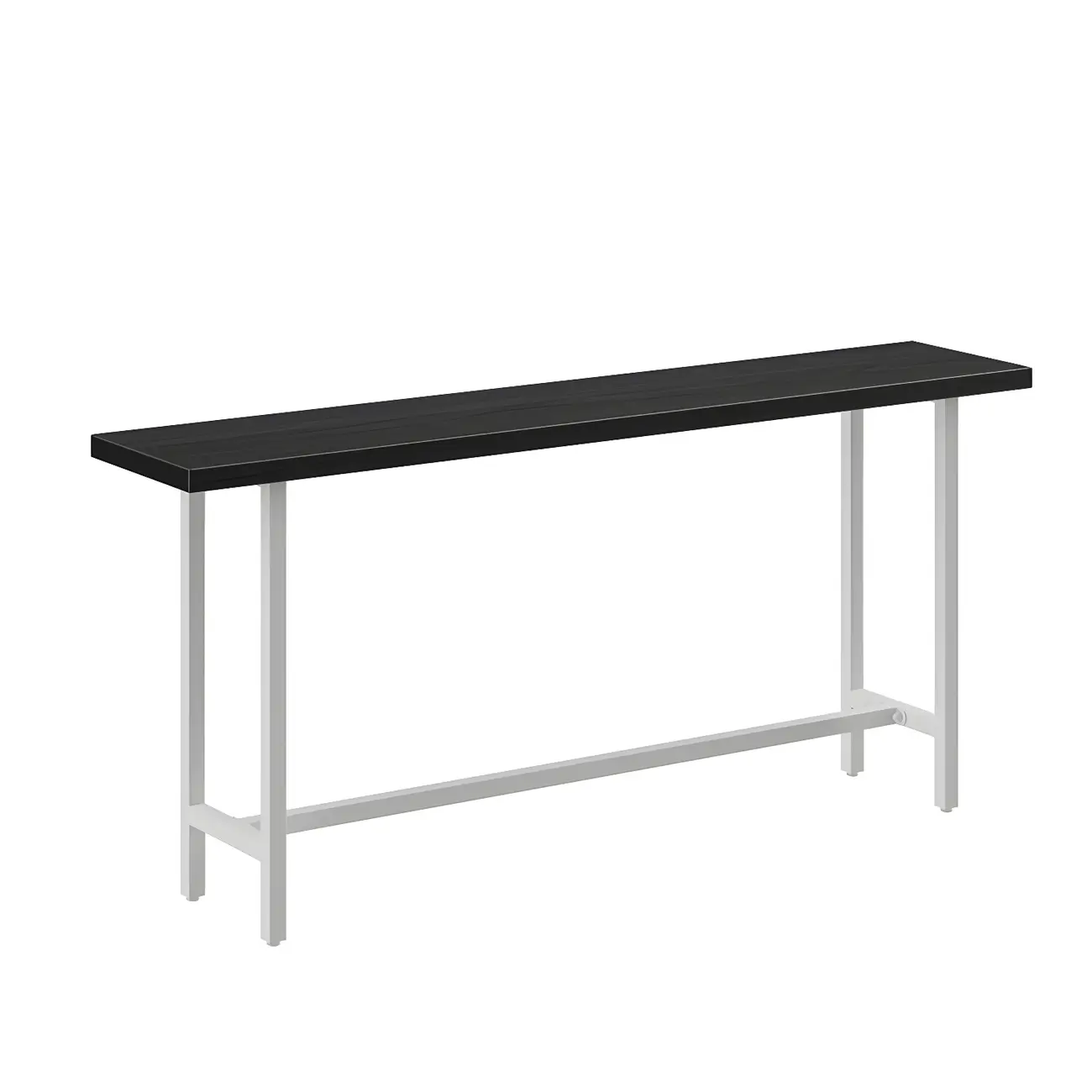Industrial Black Wood Top Metal Trestle Base Bar Table
