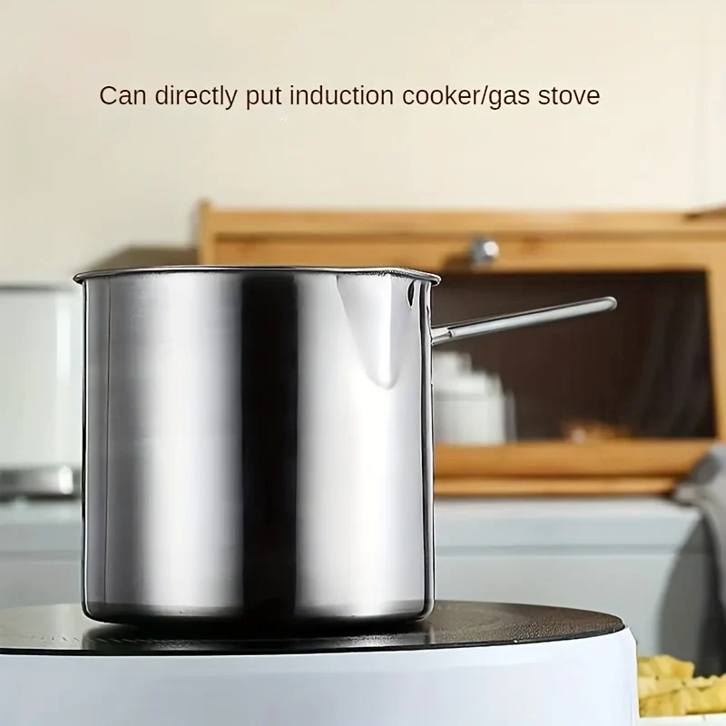 1pc Japanese-Style Mini Deep Fryer Pot - 304 Stainless Steel Gas Frying Pot with Filter Net for Tempura Oil Saving - Compact Space-Saving Design for Household Kitchen - Deanwangkt