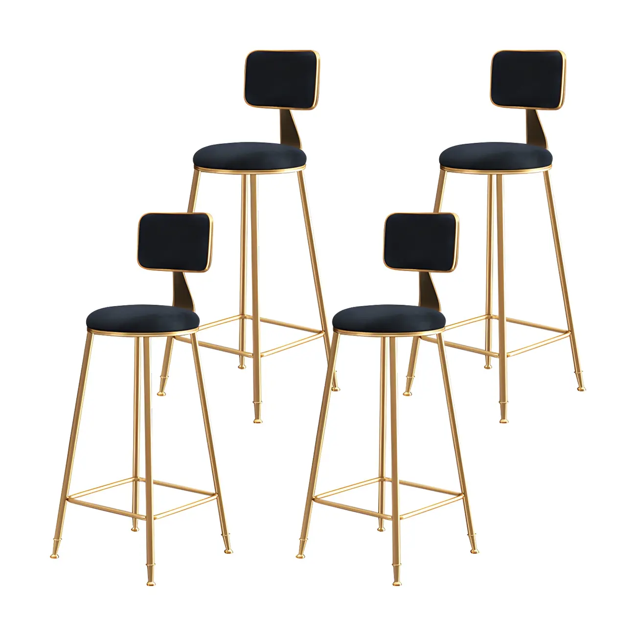 Round Velvet Upholstered Counter Bar Stools