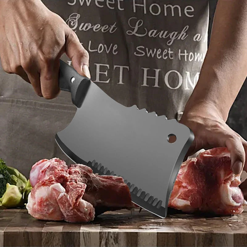 HULIANFU Stainless Steel Butcher Knife Bone Chopping Knife Meat Vegetables Slicing Cleaver High Hardness Kitchen Chef Cutter Tools - Deanwangkt