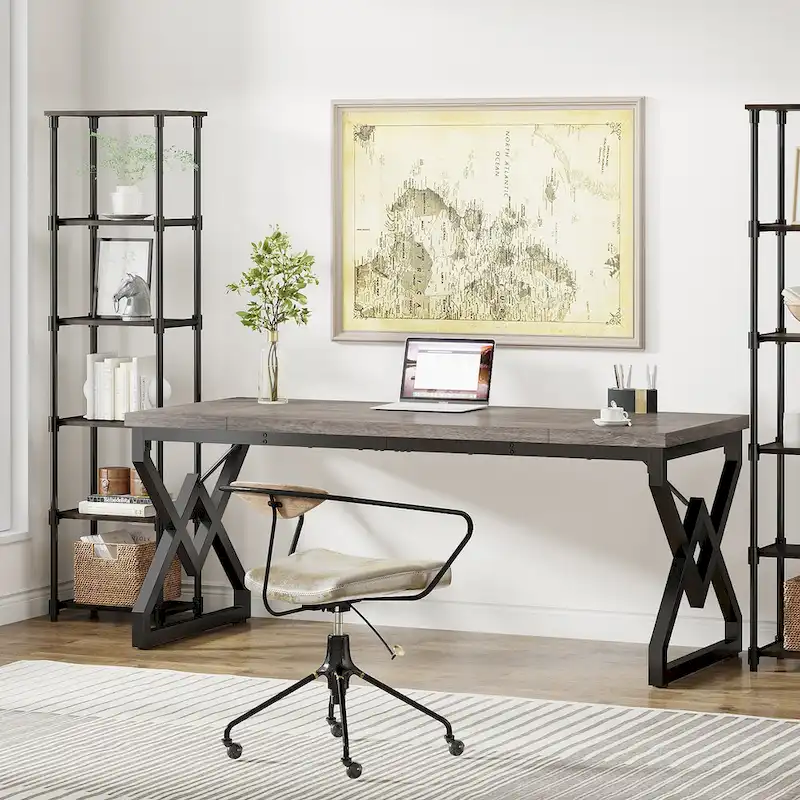 63-in Large Executive Desk, Home Office Computer Desk
