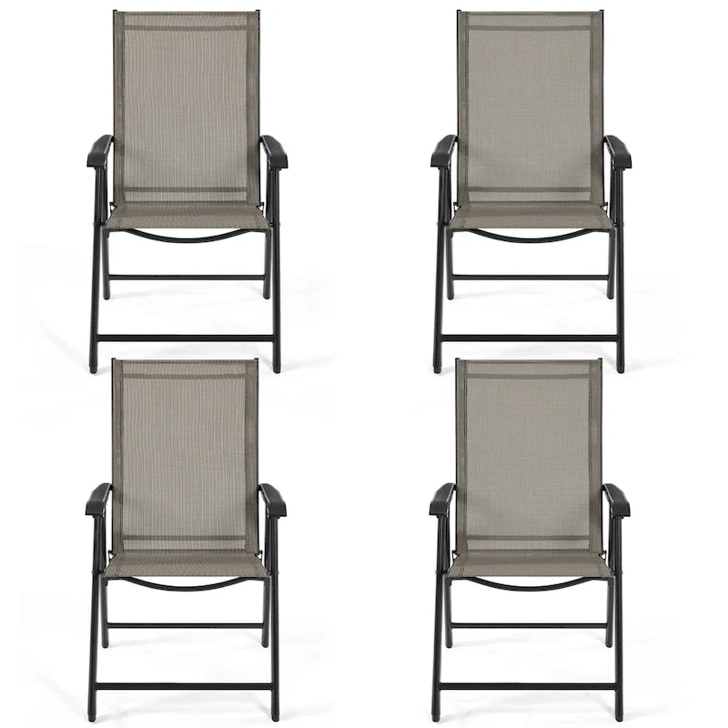 Yaheetech 4pcs Folding Dining Chairs Patio Dining Chairs with Backrest and Armrests