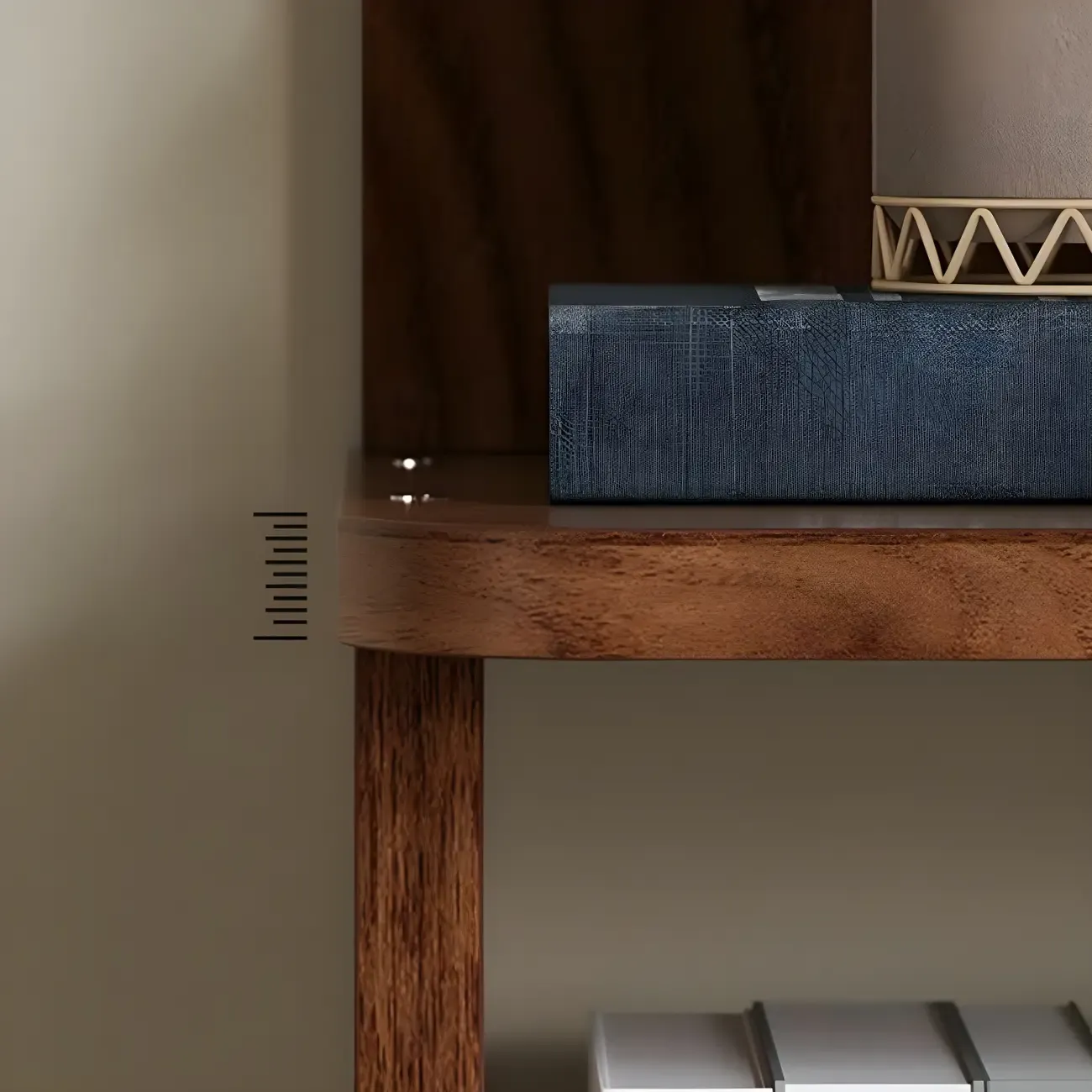 Tall Modern Walnut Open Back 6-Shelf Wood Bookcase