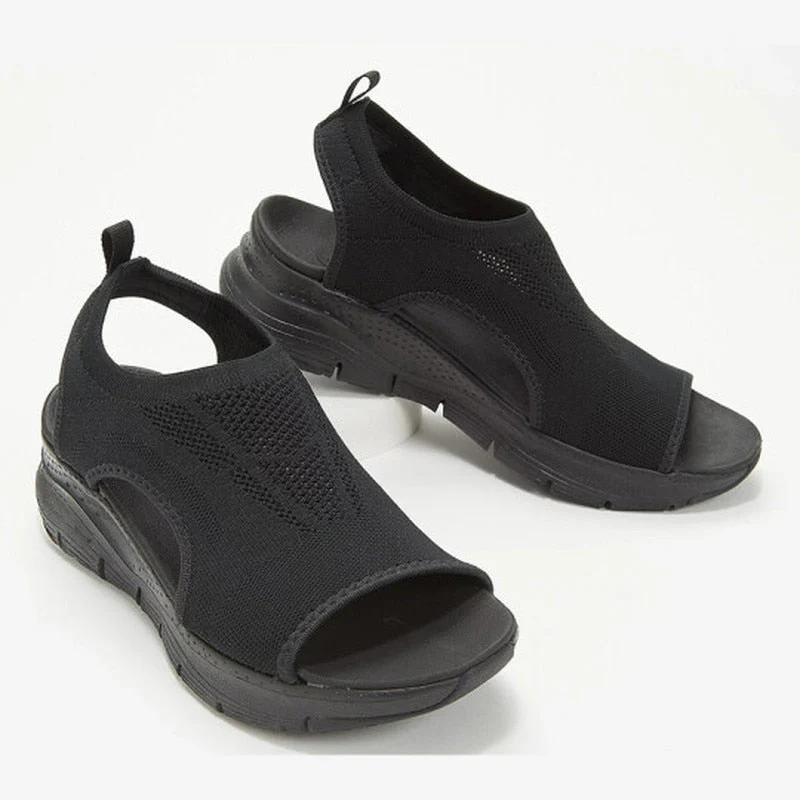 hulianfu New Women's Casual Shoes Light Comfort Platform Wedge Beach Sandals Fly Woven Mesh Fish Mouth Open Toe Slippers Zapatos Nina - Deanwangkt