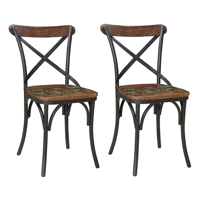 Linon Cross-Back Dining Chairs (Set of 2)