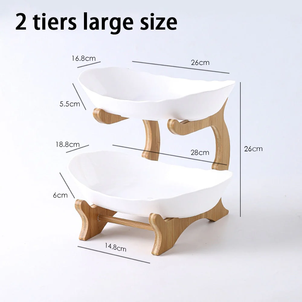 HULIANFU Table Plates For Serving Plates Dinnerware Wooden Partitioned Dish Snack Candy Cake Stand Bowl Food Fruit Plates Set Tableware - Deanwangkt