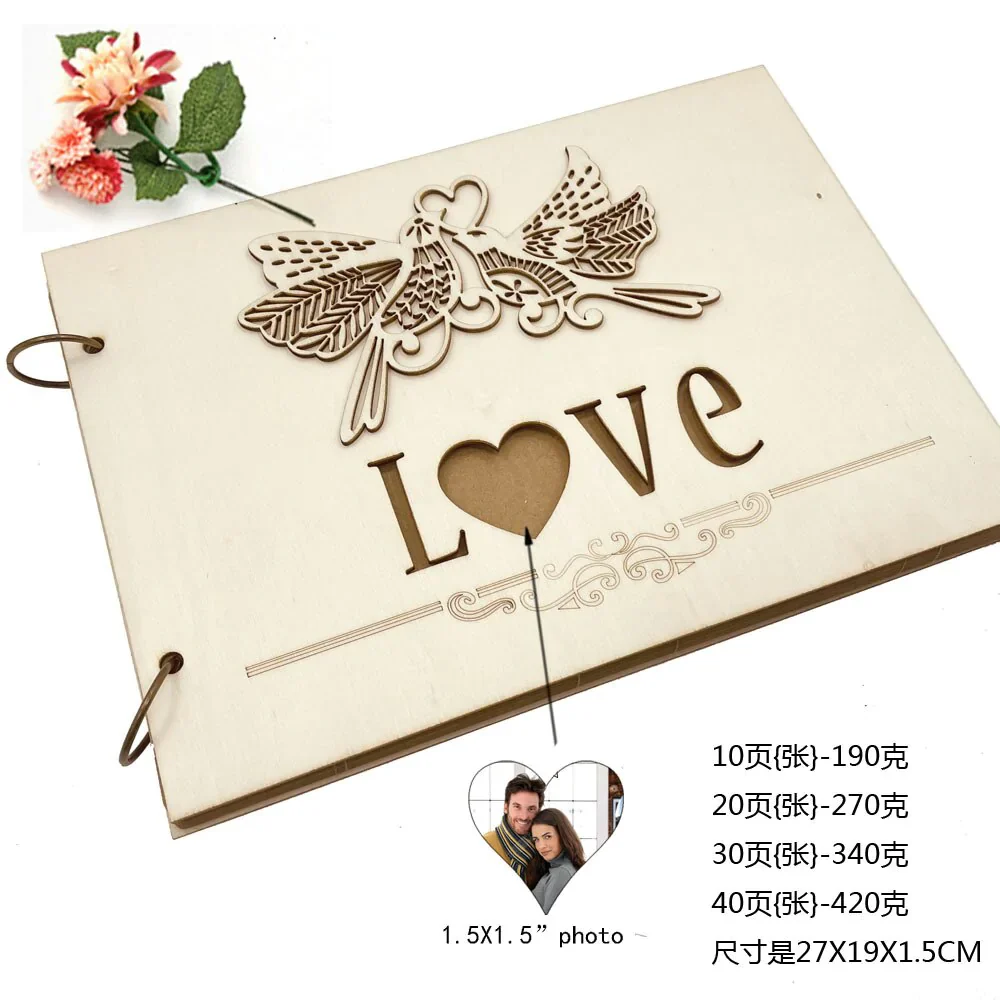 HULIANFU New Wooden Wedding Guestbook Reception Book Sign-in Book Personalized Mr. and Mrs. Photo Frame Wedding Decoration Supplies - Deanwangkt