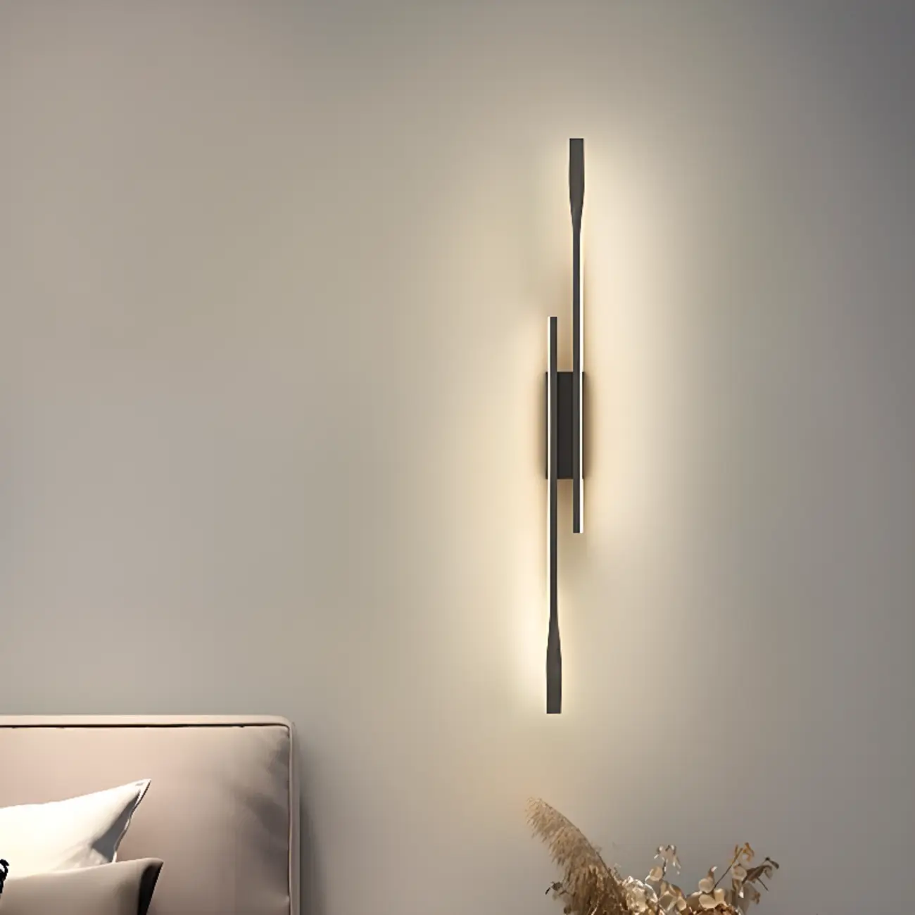 Modern Black Linear Up & Down Wall Sconce with Natural Light