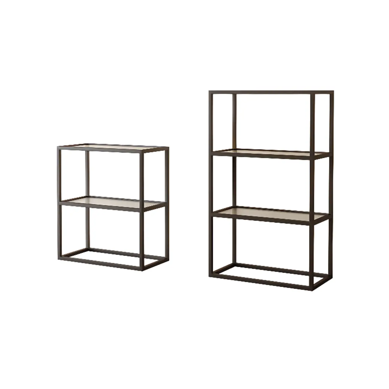 Modern Cube Open Metal Frame Black Bookcase