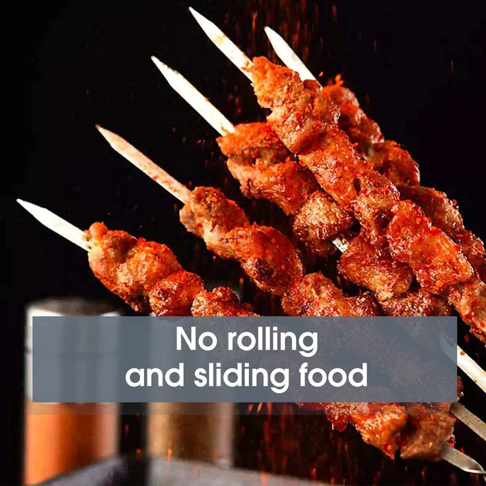 HULIANFU Skewers for Barbecue Reusable Grill Stainless Steel Skewers Shish Kebab BBQ Camping Flat Forks Gadgets Kitchen Accessories Tools - Deanwangkt