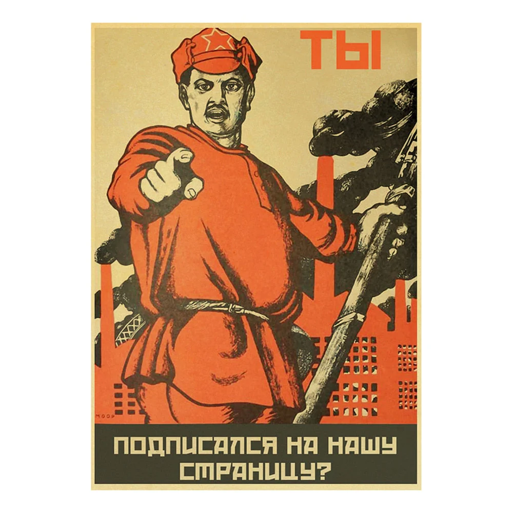 HULIANFU Soviet USSR CCCP Posters Celebrity Stalin Retro Kraft Paper Sticker Vintage Room Home Bar Cafe Decor Aesthetic Art Wall Painting - Deanwangkt