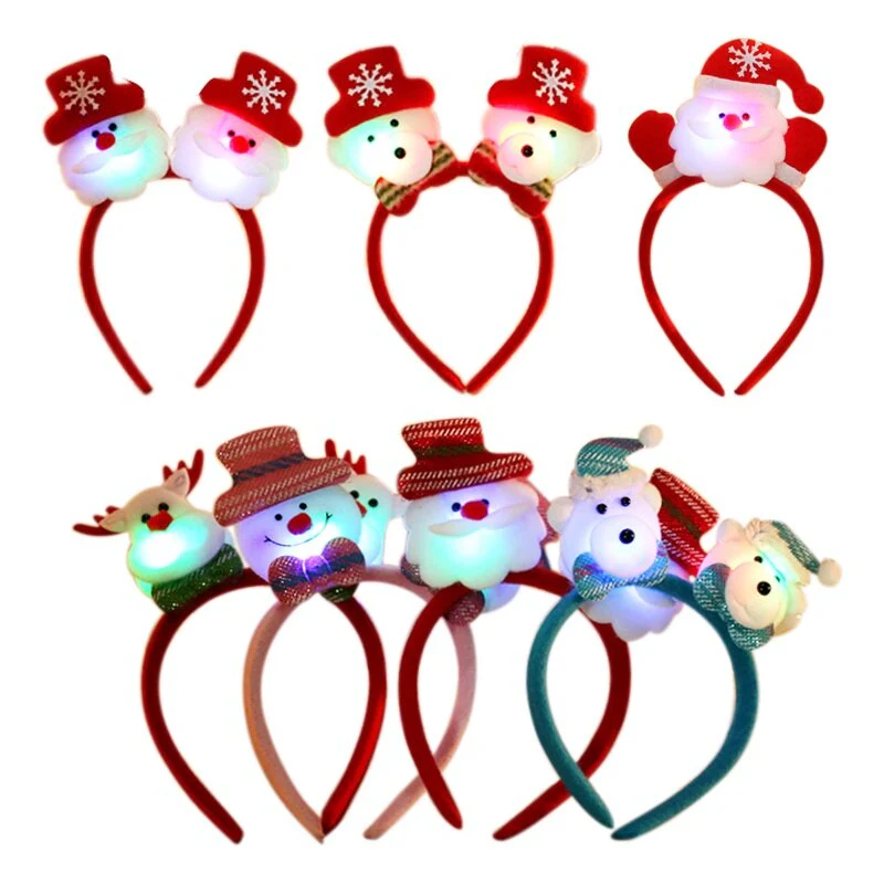HULIANFU 2026  Christmas Led Light Headbands Santa Elk Antlers Headband Kids Adult Headwear Ornaments Christmas Party Cosplay Supplies - Deanwangkt