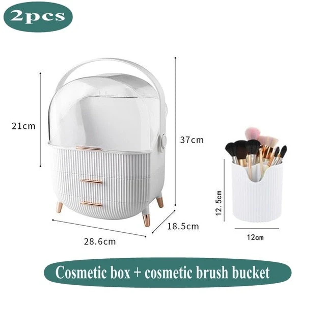 HULIANFU Large Capacity Makeup Organizer Cosmetic Storage Box Drawer Type Desktop Finishing Rack Dustproof Lipstick Beauty Mask Case - Deanwangkt