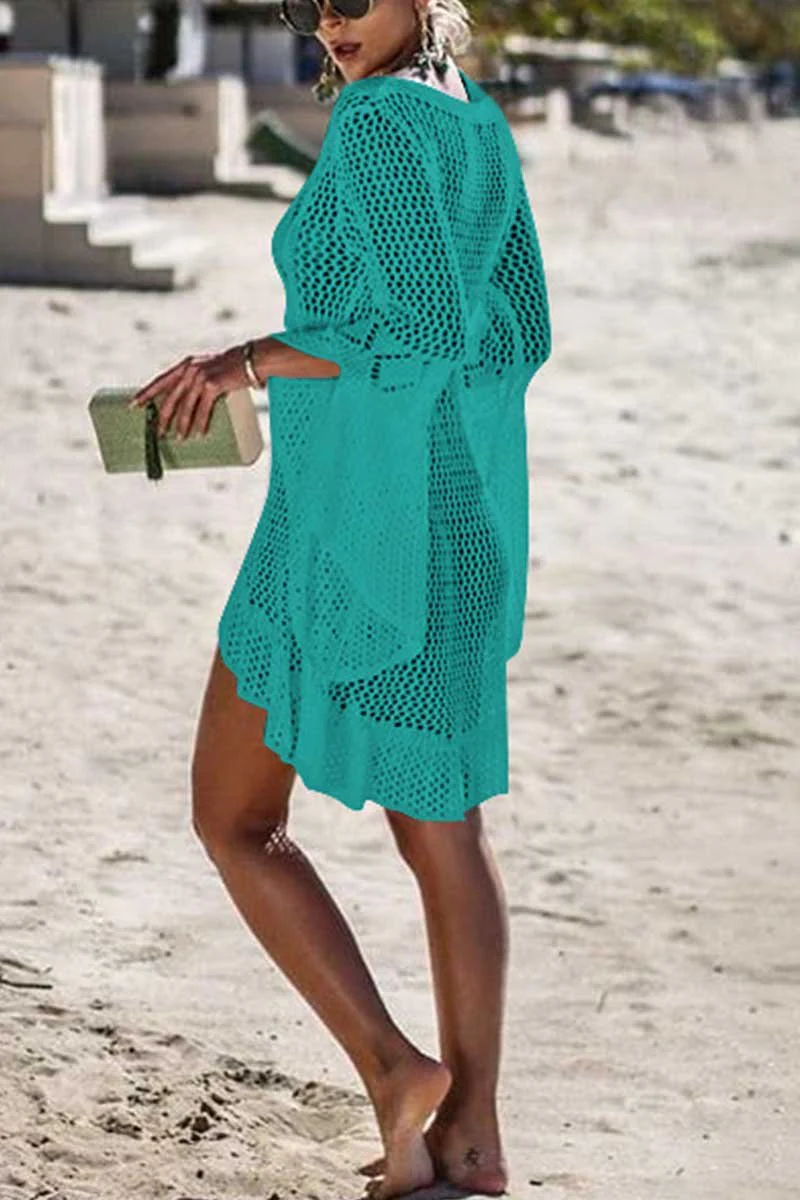 hulianfu Hollow Knitted Beach Cover-up(4 Colors) - Deanwangkt