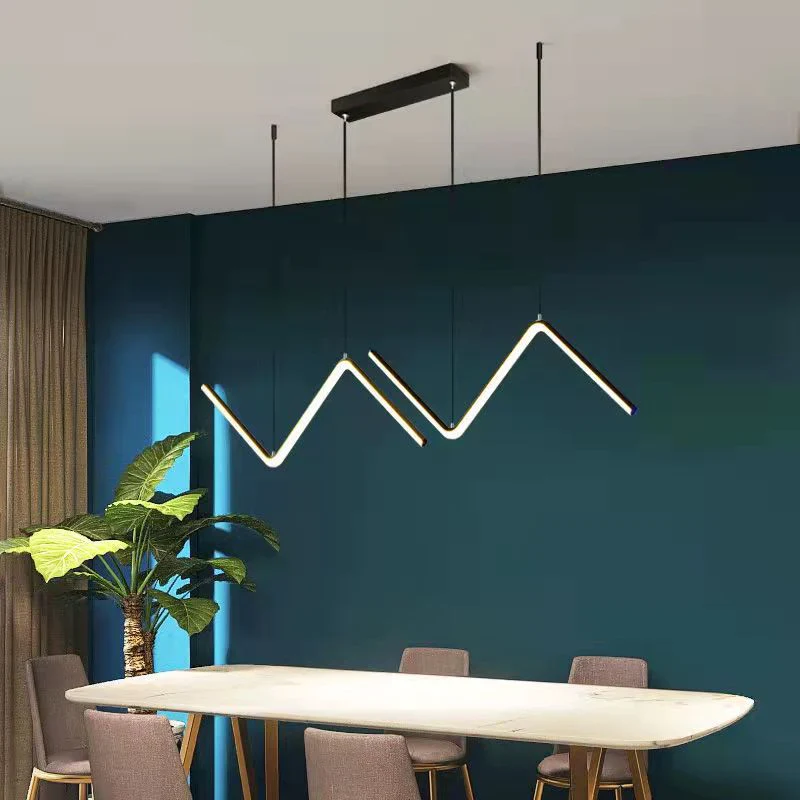HULIANFU Nordic Pendant Light Art Line Led Haning Lamp Geometric Chandelier Indoor Lights For Restaurant Bar Front Desk Office Decoration - Deanwangkt