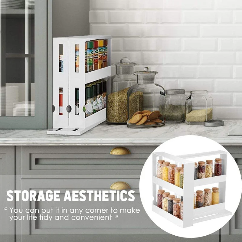HULIANFU Rotating Storage Rack Kitchen Organizer Spice Storage Rack Cabinet Holder Multifunctional Makeup Storage Bathroom Trolley - Deanwangkt