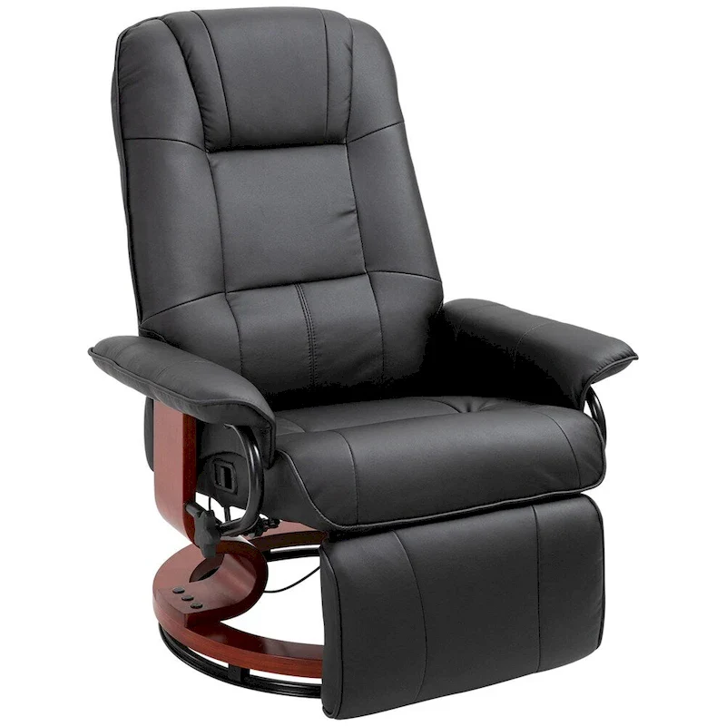 Leather Adjustable Swivel Lounge Chair with Footrest and Armrest