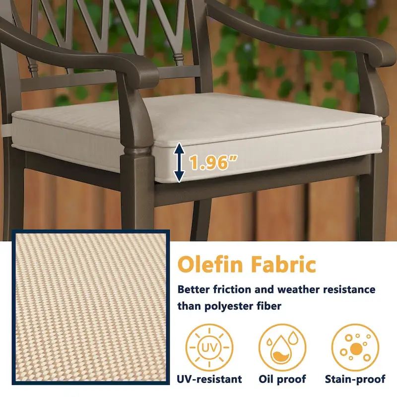 Patio Cast Aluminum Lattice Dining Chairs with Cushions (Set of 4)