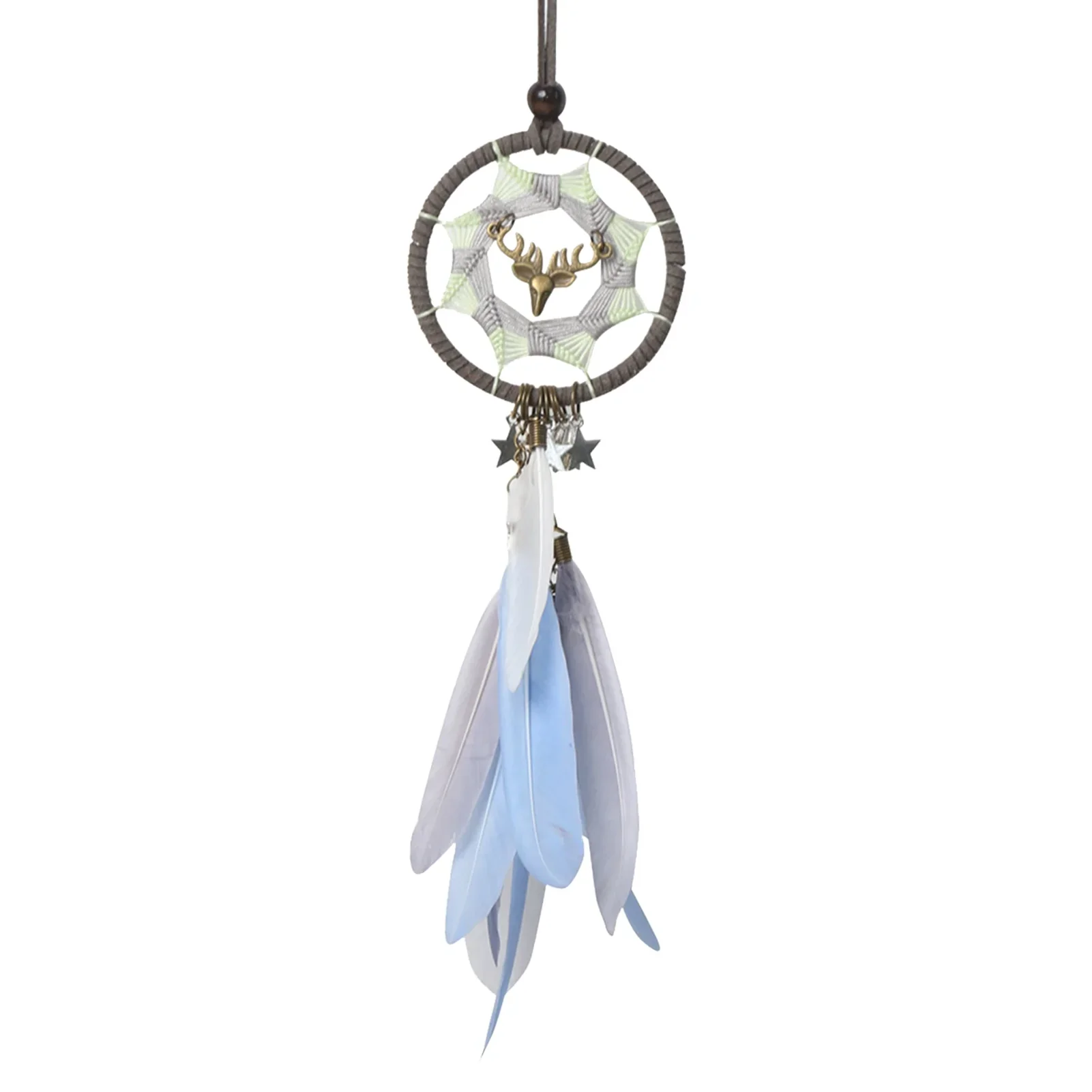 HULIANFU New Indian Style Dreamcatcher Moon Handmade Wind Chimes Wall Ornament Girls Room Decoration Feather Dream Catcher - Deanwangkt