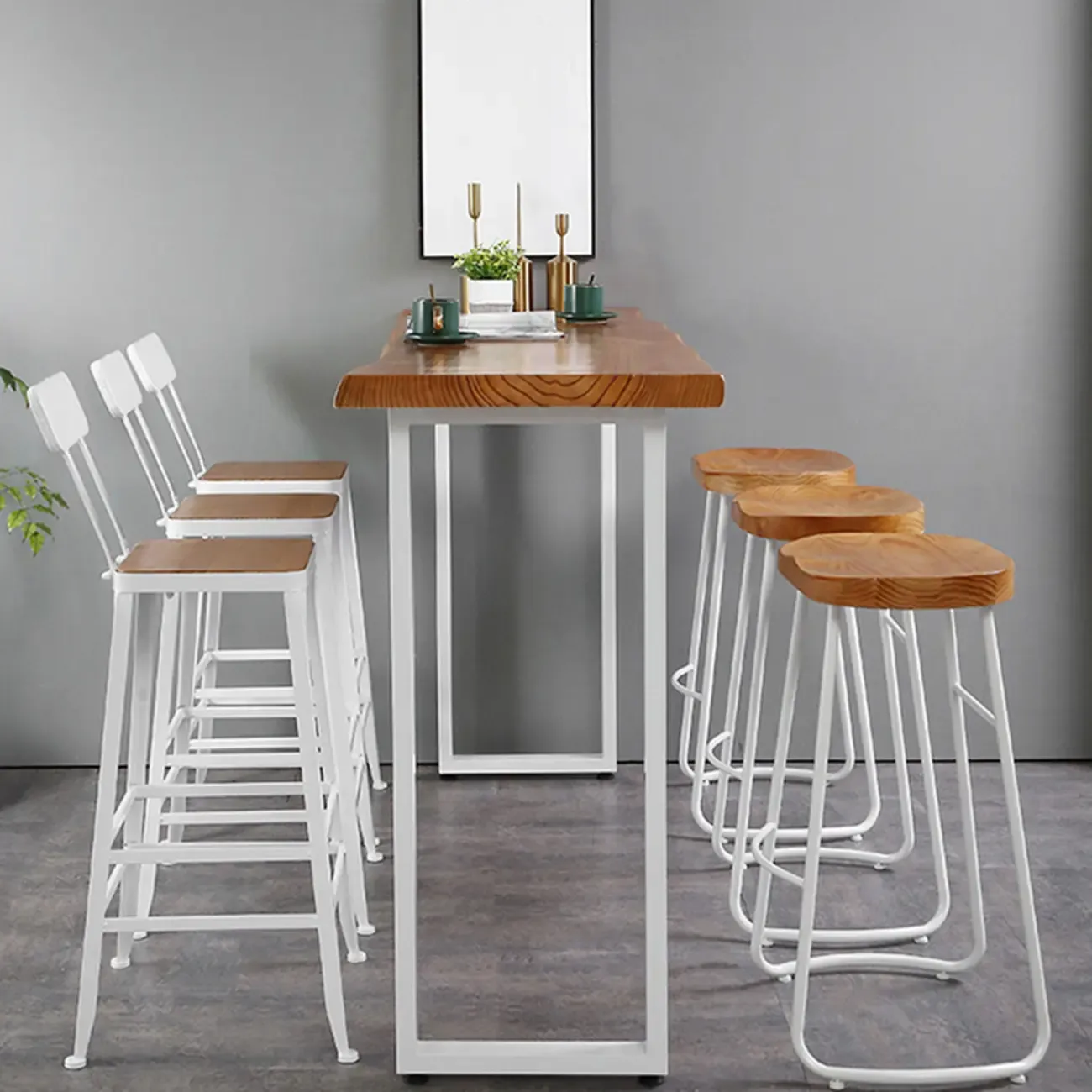 Scandinavian Hardwood Pub Table with Sled Base